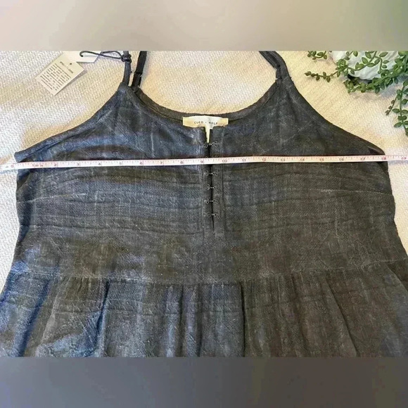 NWT Cleo + Wolf Black Tiered Tie Dye Cotton Linen Maxi Dress Size Medium - Picture 4 of 6